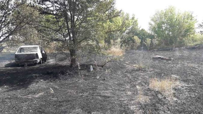 У Царичанському районі під час гасіння сухої трави виявили палаючий автомобіль і мертвого чоловіка