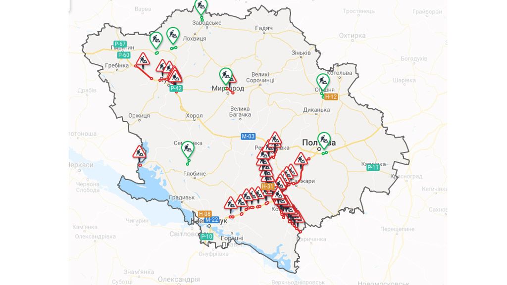 За допомогою онлайн-карти можна відстежити ремонти доріг на Полтавщині