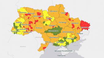 Полтава — у «червоній» зоні, Кобеляцький і Новосанжарський райони — у «помаранчевій»