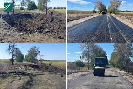 На Полтавщині закінчили ремонт дороги, у яку влучила російська ракета