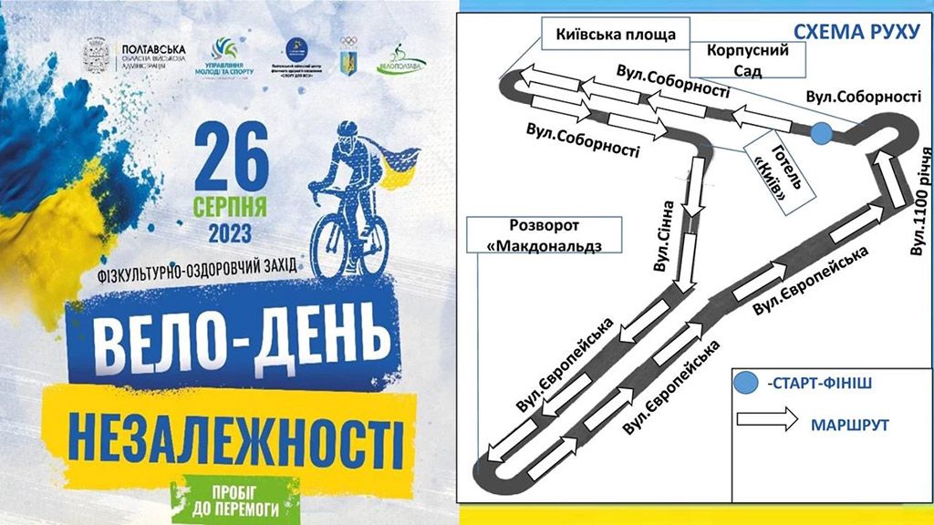 26 серпня у Полтаві проведуть велопробіг – рух транспорту перекриють