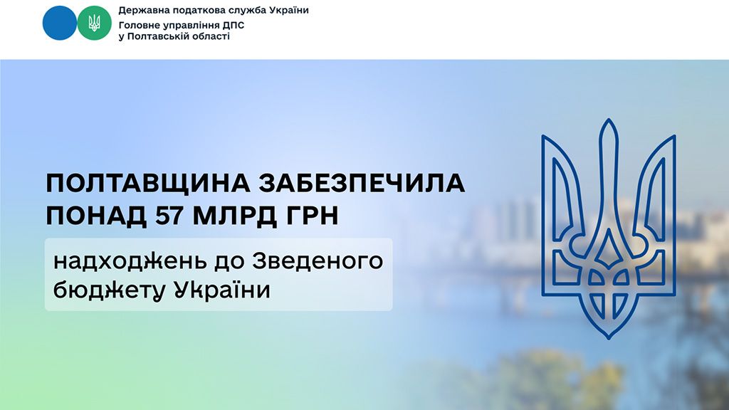 Полтавщина забезпечила понад 57 млрд грн надходжень до Зведеного бюджету України 