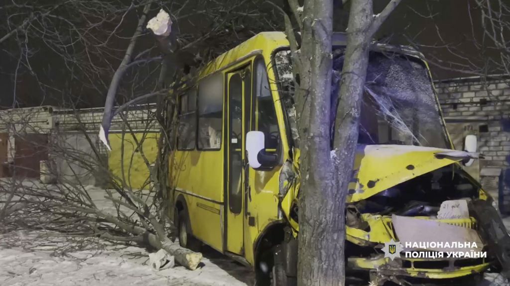 У Кременчуці маршрутний автобус зіткнувся з деревом: водій у лікарні