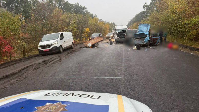 Потрійна ДТП із рейсовим мікроавтобусом на Кременчуччині: двоє чоловіків загинули, серед травмованих — дитина